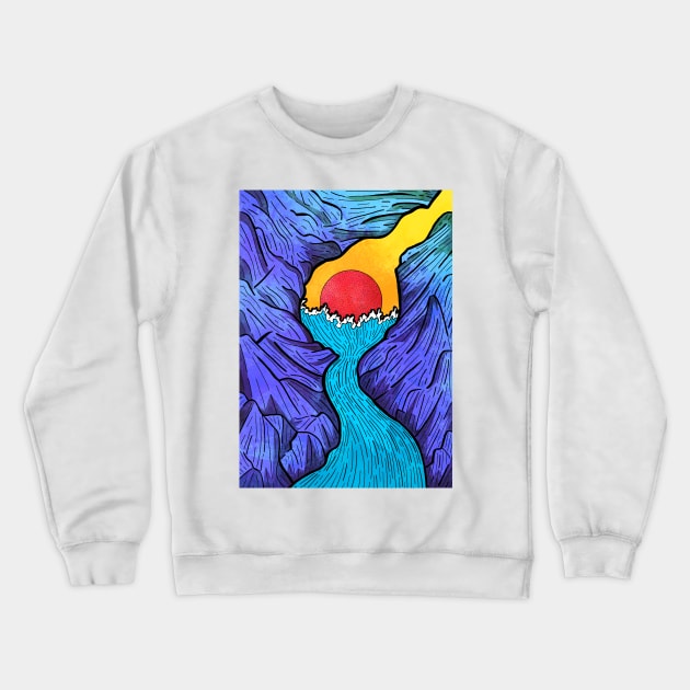 River Sea Cave Crewneck Sweatshirt by Swadeillustrations